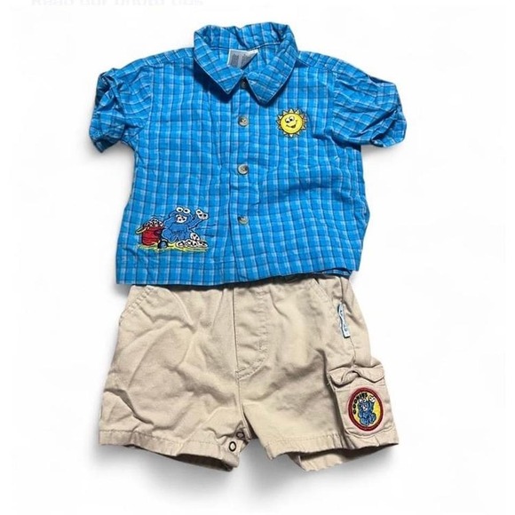 Sesame Street Other - Vintage Sesame Street Cookie Monster Shirt & Shorts Outfit 6-9 Months
